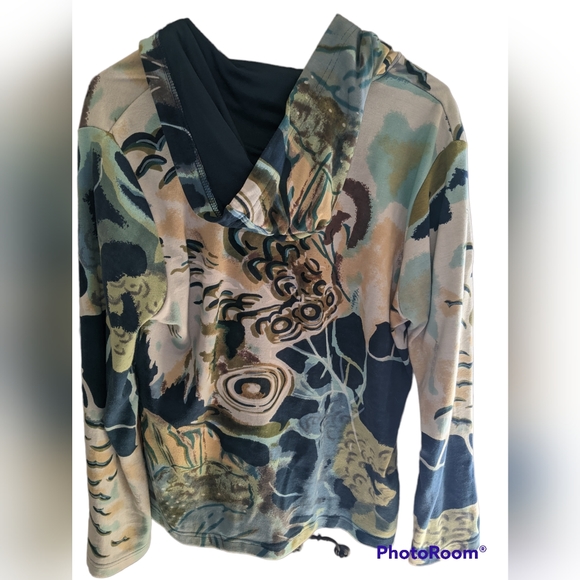 Medium Parsley & Sage abstract art zip up women's hooded sweatshirt - Picture 2 of 6